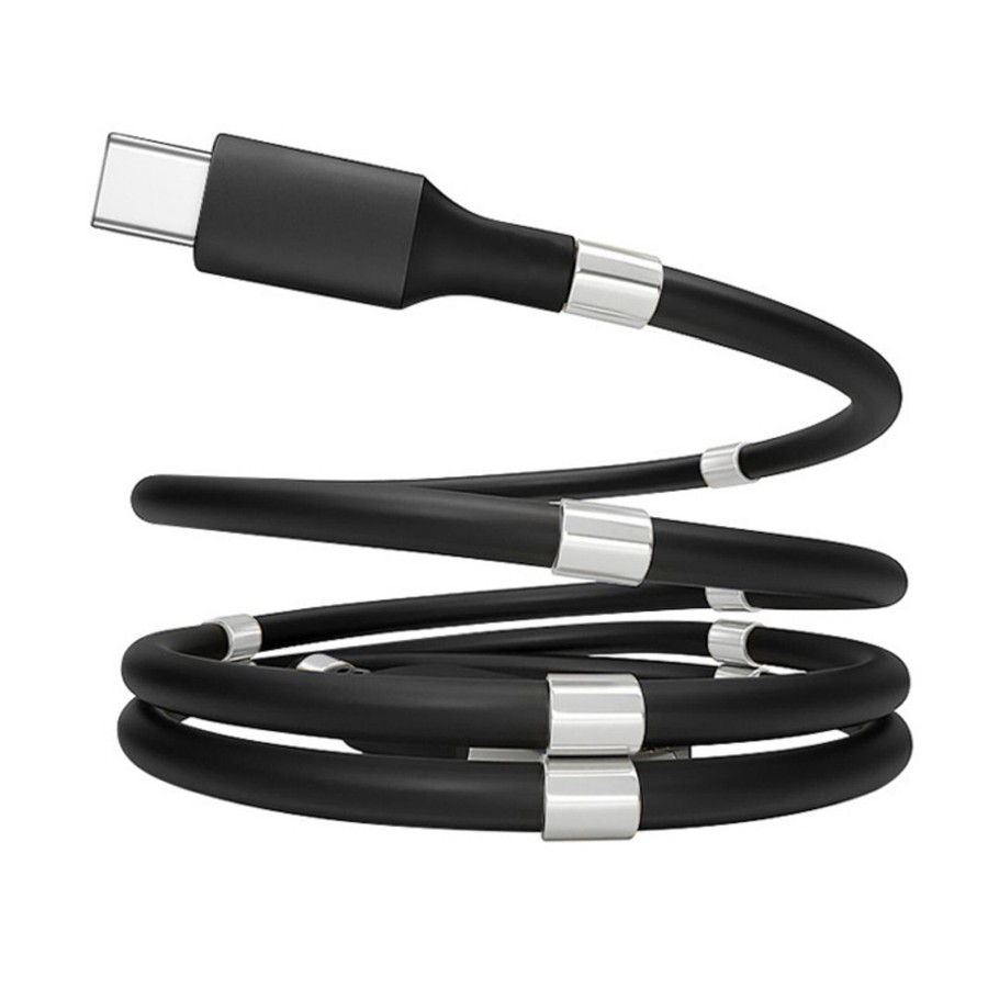 Magnetic charging cable in white
